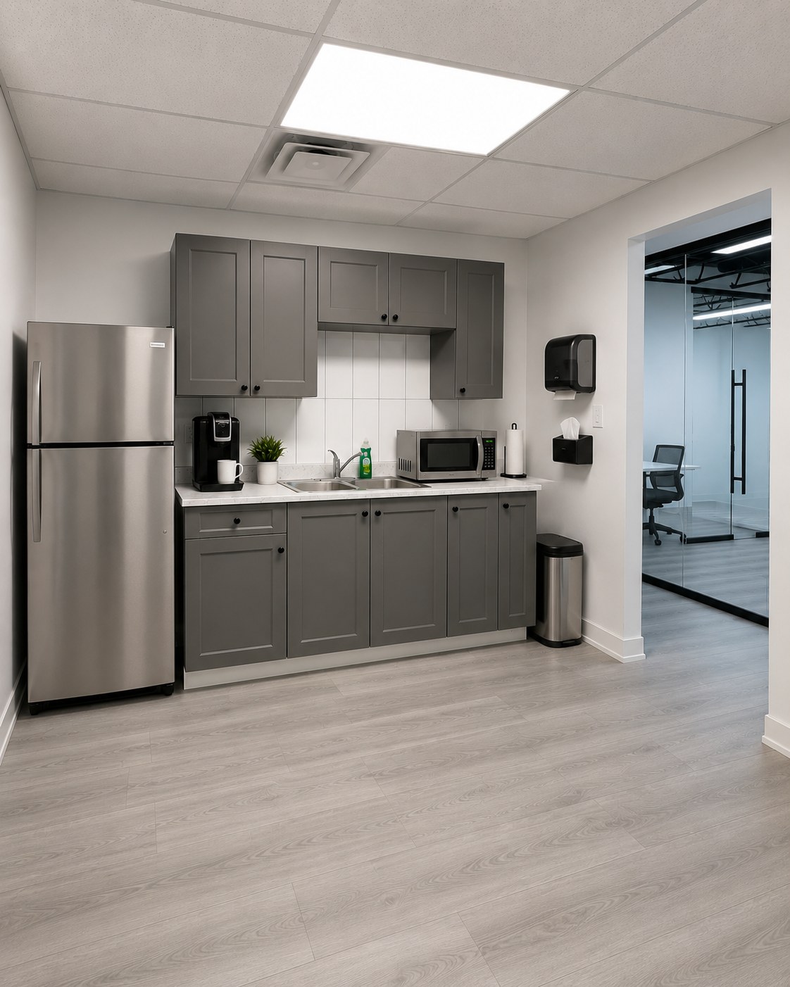 Shared kitchen and break room